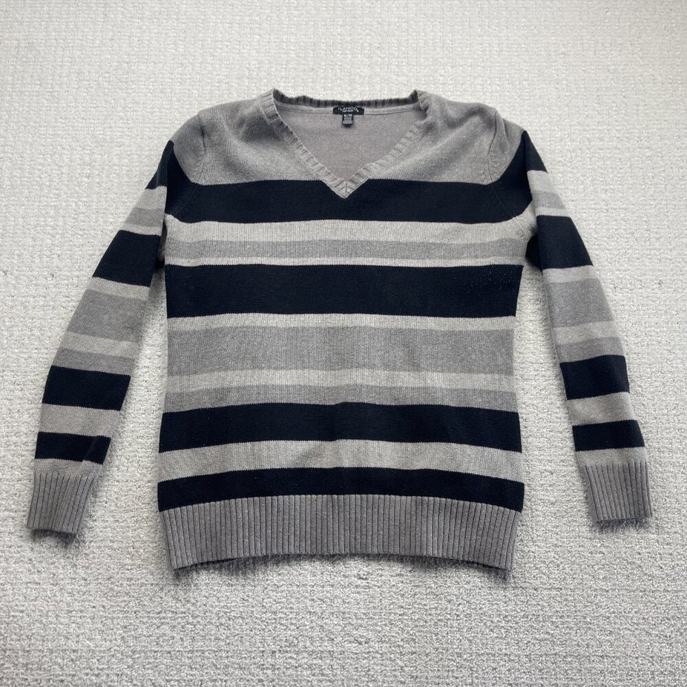 Lot x2 Bulk Striped Pullover Sweater Knit Red  / Grey Women Sz XL Preppy Cozy - Picture 12 of 16
